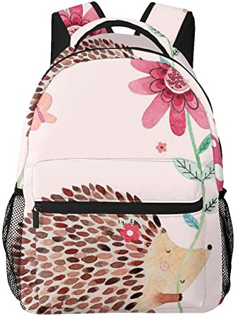 FJAUOQ Leopard Brüllt Coole Tier Rucksäcke für Mädchen und Jungen, Hohe Kapazität Schultaschen Kindergarten Casual Rucksack für Schule, Hübscher Igel, One size