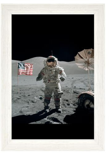 Apollo Moon Landing Poster – 30,5 x 45,7 cm, ungerahmte NASA-Wandkunst – Flugzeug-Kunstwerk und Fotografie-Druck – The Moon Slauting Flag Poster für Astronuat-Liebhaber – Astronauten-Mondlandung Kunst