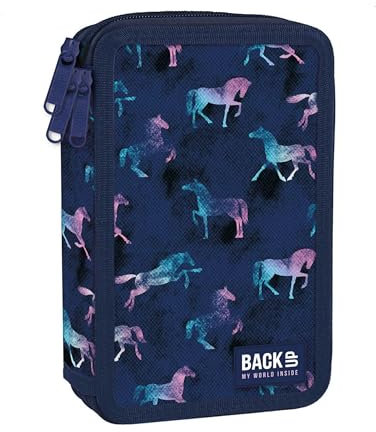 Goldkids Federtasche 3-fache Federmappe Federmäppchen Horse Pferd 43-teilig gefüllte Schüleretui Stifte und Pinsel inkl. Aufgabenheft Federbox Etui Stiftetasche Schlamper-Etui Schul-Etui