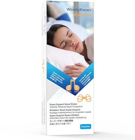 Dilatatore nasale Super-Support WoodyKnows, Modello 2024 standard, migliora il sonno e il flusso d'aria durante lo sport(Prova XS/S/M/L)