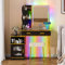 Lvifur RGB Schminktisch mit LED-Beleuchtung,Schminktisch mit Spiegel und hocker und schubladen,Schminktische mit USB anschluss für Schlafzimmer und Make-up (Schwarz)