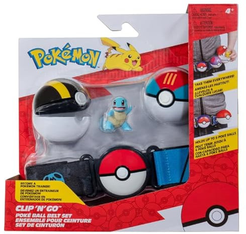 Pokémon PKW - Clip 'N' Go Poke Ball Gürtel Set (Squirtle #1 mit Ultra Ball, Köderball und Squirtle Themed Belt) W17