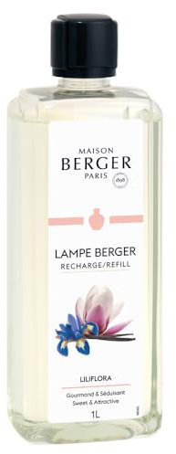 Maison Berger - Liliflora - Recharge Huile Parfumée Prête à l'emploi pour Lampe Berger - Purifie et Désodorise l'Air - Diffusion Longue Durée (1 Litre) - Fabriqué en France