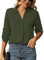 Odosalii Musselin Bluse Damen V-Ausschnitt Hemd Elegant 3/4 Ärmel Tunika Tops Business Oberteile T-Shirt