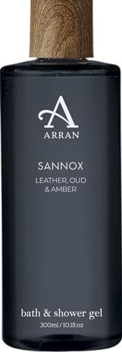 Arran Sense of Scotland Sannox Oud Body Wash (300ml) Luxury Scottish Shower Gel with Leather and Amber, enriched with Pro Vitamin B5 - Gift for Men & Women