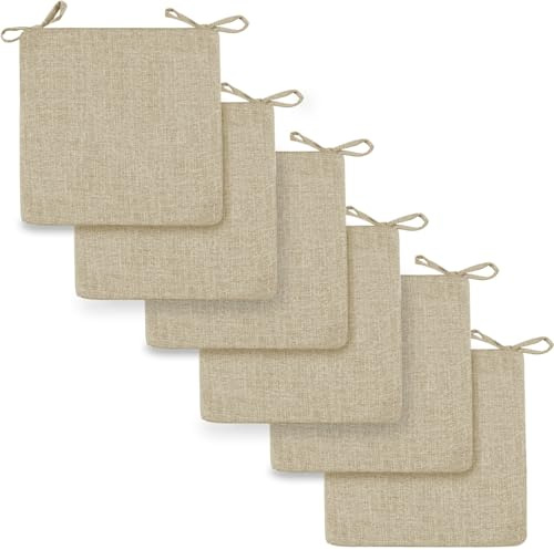 2/4/6er Set Sitzkissen Stuhl Waschbares Stuhlkissen mit Bindeband 40x40/45x45/50x50cm Rutschfestes Sitzpolster halbrund geeignet for Gartenstuhl, Esszimmerstuhl oder Bürostuhl(Khaki,6pcs:45x45x5cm)