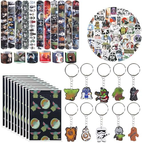 Pianocean 84PCS Kindergeburtstag Gastgeschenke mit Slap Armband, Schlüsselanhänger, Aufkleber und Geschenktüte, Nützliche Mitgebsel Kindergeburtstag, Kinder Party Kleine Geschenke Give Aways Jungen