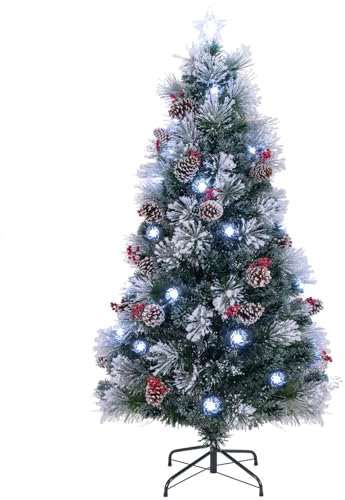 DREAMADE Sapin de Noël en Fibres Optiques avec Lumières LED,Arbre de Noël Artificiel 150/180CM avec 170/220 Branches,Vert (180CM)