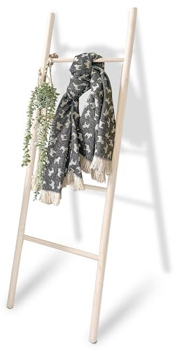Wooden Blanket Ladder, 5.4 Ft, Blanket Quilt Towel Holder Rack Decorative Ladder, Multi-style Ladder Shelf For Living Room Bedroom Bathroom Home Decor, White