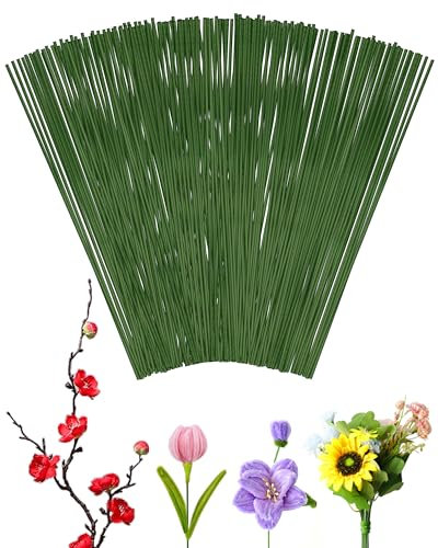 100 Stück grüne Blumendrahtstiele für künstliche Blumen, flexible Paddeldrähte zum Basteln, Weihnachtskränze, Baum, Girlande und Blumenarrangements, Floristendraht, Blumendraht zum Basteln, 100 Stück