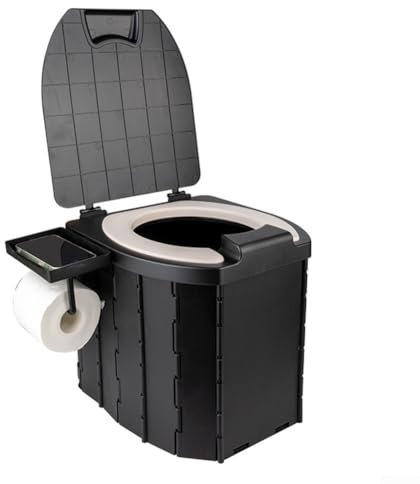 Toilette portatile da campeggio con coperchio in PU,Vasino portatile per adulti per escursioni in tenda,Toilette pieghevole portatile all'aperto