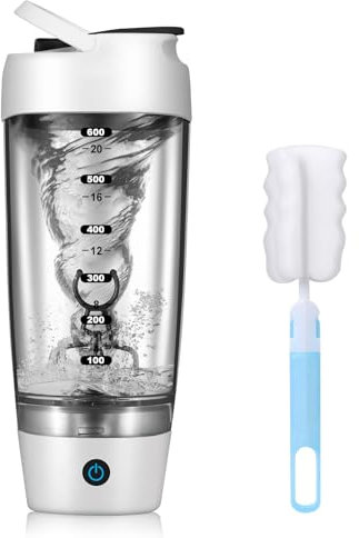 SOARFLY Shaker Elektrisch Eiweiß Shaker 700ML, Protein Shaker Elektrisch, Shaker Proteinshake USB Wiederaufladbar, Elektrische Shaker Proteinshake für Potein Pulver und Milchshake, BPA-frei, Weiß