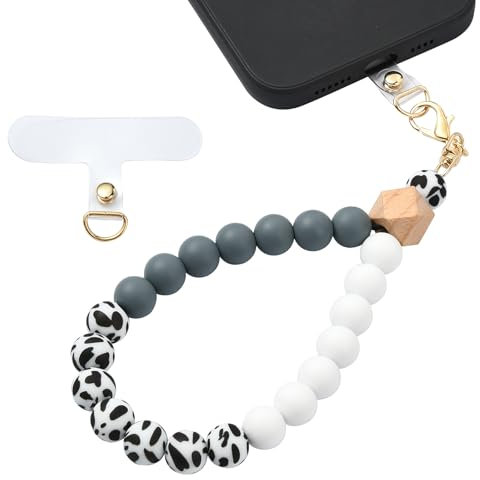 BEEFLYING Dragonne de téléphone en Silicone perlée, Cordon de téléphone Portable avec Languette d'attache, Bracelet élastique Mains Libres pour Femme, Couleurs mélangées 4