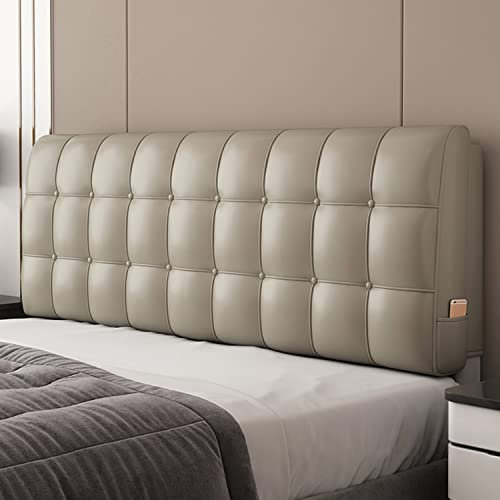 Bequemes Leder-Polster-Lesekissen mit abnehmbarem Schonbezug, graues Lendenkissen für Tagesbett, Kopfteil, Keillehne, Rückenlehne, 180 cm