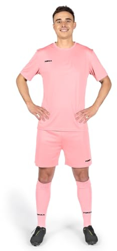 FORZA Herrklassisk fotbollsset | Kortärmad top, shorts & strumpor - Flera färger & storlekar, Rosa, M
