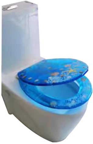 Runder Toilettensitz, Toilettensitz Verlängert Transparent,Kunstharz Toilettensitz,Leise und langsam schließen Deckel und Sitz Home Badezimmer Muscheln Dekor Aquarium Toilettensitz