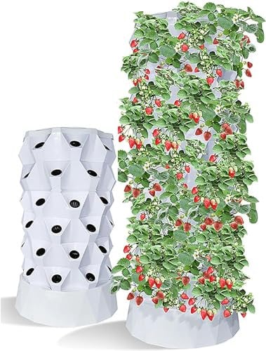 Hydroponisches Anbausystem, vertikaler Turm, automatisierter Aeroponik-Turmgarten für den Innenbereich – Aquaponik-Anbausets für den Garten mit frischen Kräutern, Obst und Gemüse, 48 Töpfe