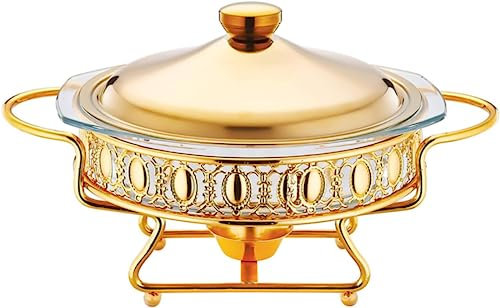WOTZOV Chef Chafing Dish Buffet-Set, Edelstahl Chafing Dish und Buffetwärmer Sets, Catering Buffet Mini Hot Pot Outdoor Picknick Haushalt Weihnachten，Gold
