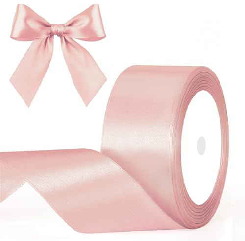G2PLUS Pastellrosa Satinband 40mm: Dekoration Geschenkband, 22m Schleifenband zum Bastel, Dekoband für Geschenkverpackung, Dekoration