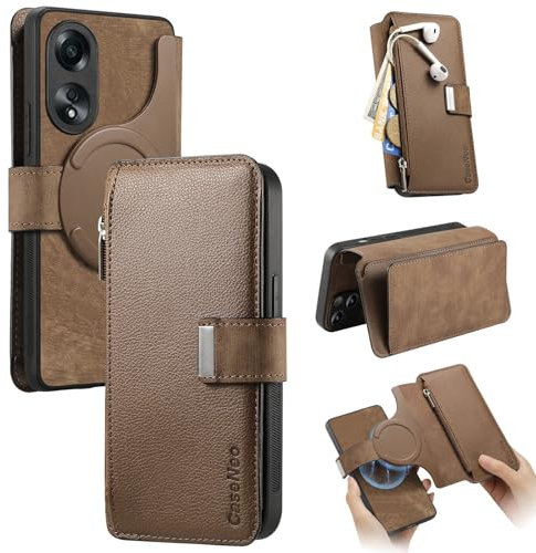 Étui à rabat pour smartphone Compatible avec Oppo A78 5G Étui portefeuille détachable avec porte-cartes 2 en 1 en cuir PU à rabat avec support magnétique de blocage RFID amovible résistant aux chocs(K