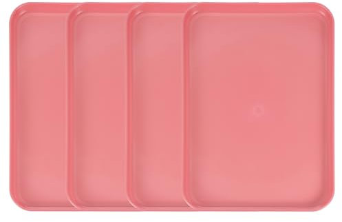 sourcing map 4Pcs Plastic Serving Trays, 12.2 x 8.7 Inch Rectangle Food Serving Cafeteria Trays for Kitchen Restaurant Coffee Fruit Burger Lunch Dessert, Red