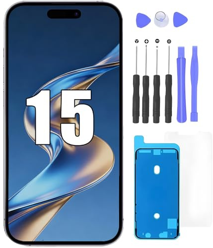 FTDLCD® Pantalla LCD para iPhone 15 de 6,1 Pulgadas, Pantalla táctil FHD, digitalizador 3D táctil, Montaje y Kits de reparación