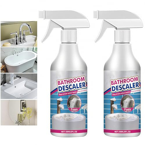 2PCS Bathroom Descaler Foam Spray, 2025 New No Rinse Limescale Remove Descaler Spray,For Bathtub Shower Sink Toilet