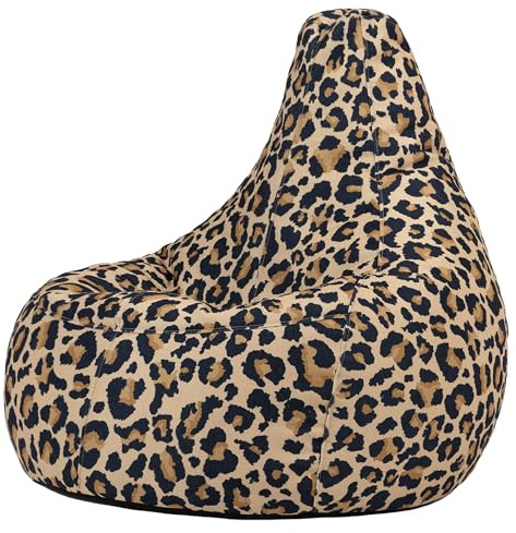icon Dalton Leopard Print Bean Bag with Filling Included | Made in the UK, Adult Beanbag, Comfy Chair, Durable Woven Fabric, Leopard Print Gifts, For Living Room or Bedroom