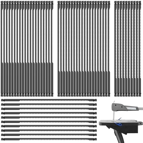 60Pcs Scroll Saw Blades Set, Assortment 15TPI 18TPI 24TPI 4inch High Carbon Steel Scroll Saw Blades for Wood/Plastic/Foam/Soft Metals(60PCS)