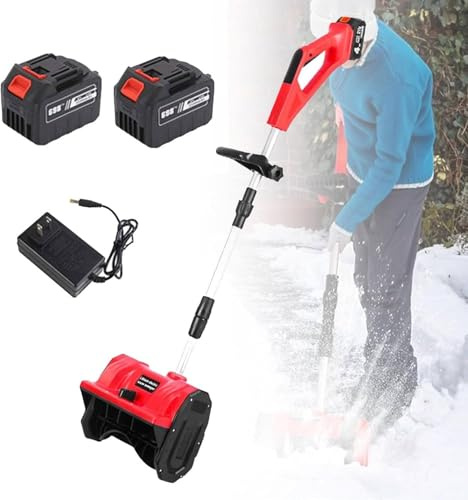ZXINXIN Souffleuse à Neige électrique, Pelle déneigement alimentée par Batterie, avec Affichage numérique déneigeuse sans Fil avec poignée réglable, Largeur Nettoyage du 28 cm Red