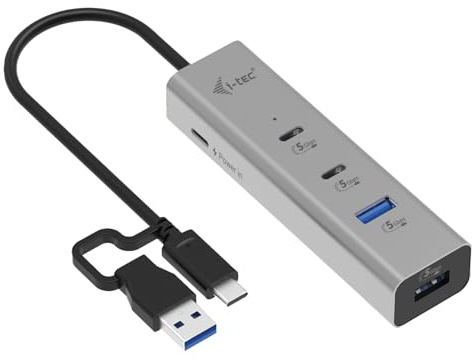 i-tec Hub・universelles Laden・Metall・2 x USB-C 3.2 Gen 1 + 2 x USB 3.2 Gen 1 + 1 x USB-C (Spannungsversorgung) (CAHUBMETAL2A2CPD)