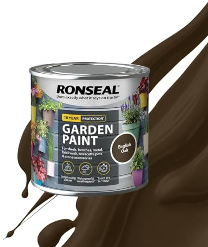 Milena English Oak Garden Paint 250ml, Water Based Wooden Paints, Fast Drying Matt Finish, Long Lasting Fade Resistance Fence Paint, DIY Colour for Brick, Flower Pots (English Oak, 250 M L)