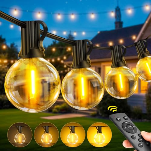 FGRYB Guirlande Lumineuse Exterieure Guinguette, 30M G40 Luminaire Exterieur avec Télécommande/3 Modes/Timer/Dimmables, IP44 Étanche Lampe Intérieur Extérieur pour Pergola Jardin Tonnelle Terrasse