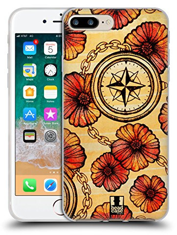 Head Case Designs Vintage Muster Kompass Gel Handyhülle Hülle [Militärischer Schutzgrad] Kompatibel mit Apple iPhone 7 Plus/iPhone 8 Plus