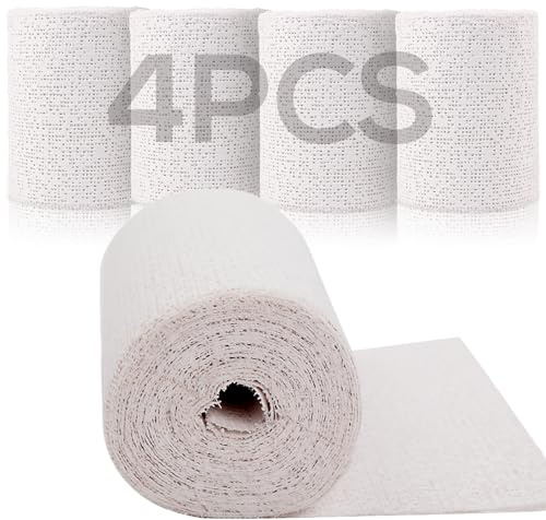 Falling in Art Plaster Cloth Rolls, 500gsm Plaster Strip, Plaster Gauze Bandages for Craft Projects, Mask Making, Belly Casts, Body Molds, 4inch x180inch, 4 Pack