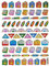 Schule Buch Lineal Stift Geodreieck Stifte bunt Aufkleber 68-teilig 1 Blatt 135 mm x 100 mm Sticker Basteln Kinder Party Metallic-Look
