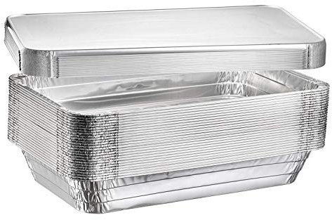 Dampfreiniger, tiefer Griff, Einweg-Aluminium-Scheuer- und Gastronomie-Pfannen, 53,3 x 33 x 7,6 cm With Lids
