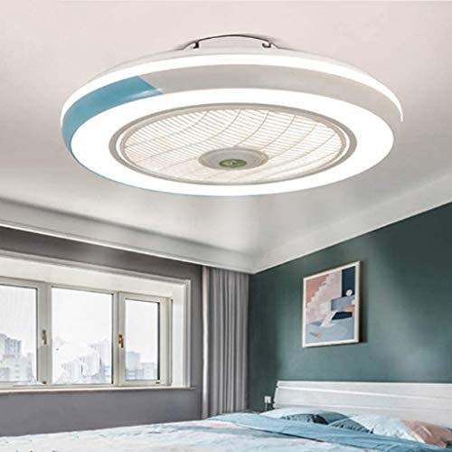 Ventilador De Techo 60W LED Lámpara Creative Regulable Bajo Ruido Invisible Lámpara Luz De Techo Del Ventilador Bajo Ruido Adecuado Para Sala De Estar Dormitorio Habitación Infantil Invisible,Azul