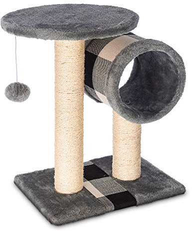 Petlicity Kitten and Cat Scratch Post With Bed and Raised Tunnel Areas, Sisal Rope Scratching Posts and Climbing Areas