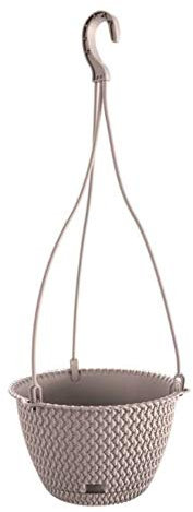 Pot suspendu rond 4,8L Prosperplast Splofy W rond en plastique couleur mocca, Ø27 x 16,6 cm