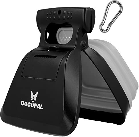 DOGOPAL Raccogli Cacca Cane e Gatto - Paletta Cacca Cane Portatile per i bisogni dei Tuoi Animali Domestici, Scomparto espandibile con Mollettone Integrato (Grigio, Large)