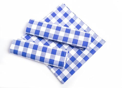 texpot Landhaus Serviette 60 x 60 cm 12 Stück Blau-weiß Kariert aus 100% Baumwolle im 20 mm Karo Bauernkaro