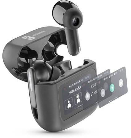 cellularline HUSH Auricolari Bluetooth In-Ear con Display Touch, Active Noise Cancelling, Noise-Free Calls, 5 EQ, Autopairing, 42h Play Time, Chiusura Magnetica per Ricarica