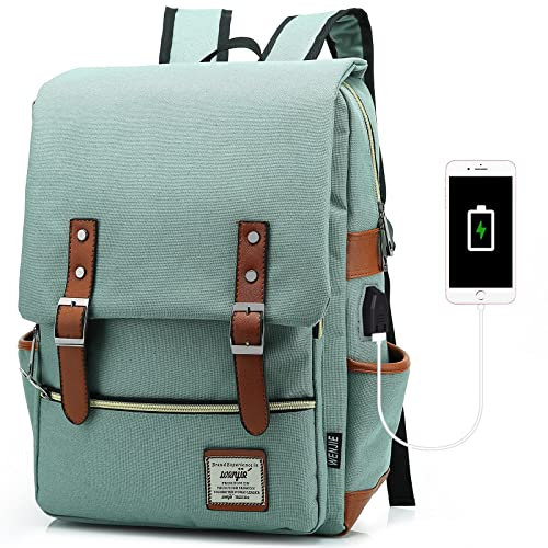 HASAGEI Sac à dos vintage unisexe sac à dos décontracté école voyage ordinateur portable tablette sacs, Vert-1, taille unique