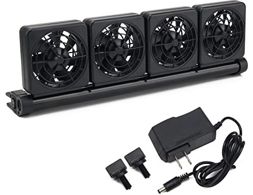 Liveek Aquarium-Ventilator 2, 3, 4 Köpfe, Aquarium-Kühler, verstellbarer Ventilator für Aquarien, mit 2 Windgeschwindigkeitsventilatoren für Wassertank, Aquarium-Tankkühler (4 Köpfe)