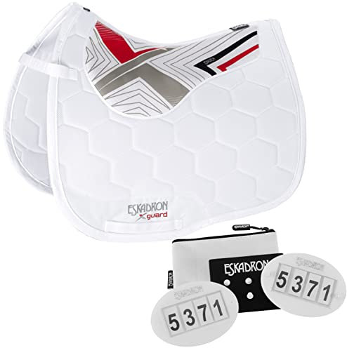 Eskadron Set Schabracke 3D Mesh Compact weiß & Startnummern Set-Quick, Größe:Dressur Warmblut (DL)