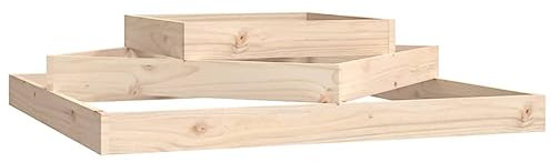 vidaXL Solid Wood Pine Planter Outdoor Pot Wooden Raised Bed Garden Flower Pot Stand Vegetable Bed Herb Growing Pyramid 112x112x27 cm