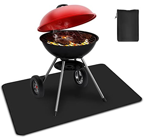 Joparri 97x127cm Grillmatten, Extra Große Grillmatte für Gasgrill, Grillschutzmatte für Holzkohle, Outdoor BBQ Matte, Bodenmatte für Pflegeleichter Bodenschutz, Grill Matten für Gasgrill