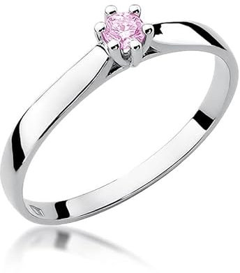 Damen Ring 585 14k Gold Weißgold echt Pink Topas Edelstein Diamanten Brillanten