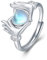 ABIGY Liebes Herz Ring Sterling Silber Versprechen Mondstein Herz Ring für Damen verstellbare Umarmung Herzringe Weihnachten Halloween Muttertag Valentinstag Geburtstag Schmuck Geschenke für Damen